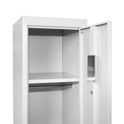 Dulap metalic fiset dublu tip vestiar gri cu usa securizata, 2 rafturi, bara, oglinda si ventilatie 1800x450x380mm Breckner Germany - imagine 6
