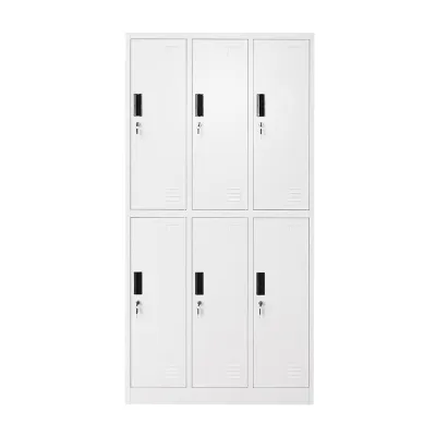 Dulap metalic tip vestiar cusetat 1800x900x450mm 3x2 cu 6 usi securizate, gri Breckner Germany