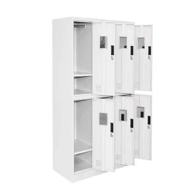 Dulap metalic tip vestiar cusetat 1800x900x450mm 3x2 cu 6 usi securizate, gri Breckner Germany - imagine 4