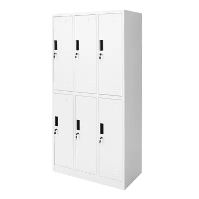 Dulap metalic tip vestiar cusetat 1800x900x450mm 3x2 cu 6 usi securizate, gri Breckner Germany - imagine 3