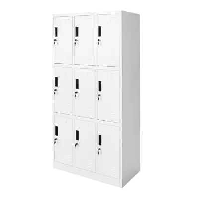 Dulap metalic tip vestiar cusetat 1800x900x450mm 3x3 cu 9 usi securizate, gri Breckner Germany - imagine 3