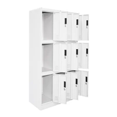 Dulap metalic tip vestiar cusetat 1800x900x450mm 3x3 cu 9 usi securizate, gri Breckner Germany - imagine 4