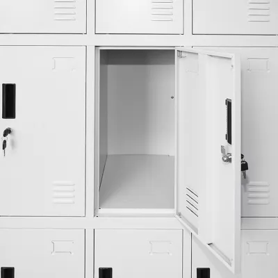Dulap metalic tip vestiar cusetat 1800x900x450mm 3x3 cu 9 usi securizate, gri Breckner Germany - imagine 6
