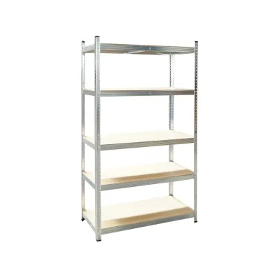 Raft metalic cu 5 polite MDF, 180x100x60cm, 175kg/polita, montaj fara suruburi, galvanizat - imagine 2