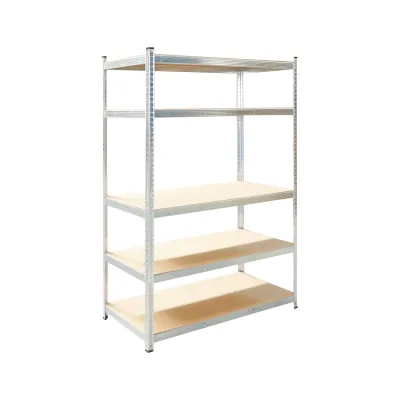 Raft metalic cu 5 polite MDF, 180x120x50cm, 300kg/polita, montaj fara suruburi, galvanizat - imagine 2
