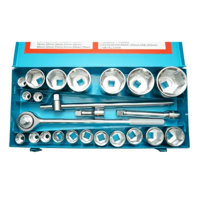Trusa chei tubulare 19-70mm, antrenor cu clichet 3/4 inch 25 piese Cr-V Breckner Germany - imagine 3