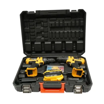 Set 2 masini de gaurit si insurubat cu si fara percutie, 2 acumulatori 18V, 1.5Ah Li-ion, LED, cuplu 18-35Nm, mandrina 10mm, 0-350/1350rpm, burghie, biti, dibluri, suruburi 68 piese Breckner Germany - imagine 2