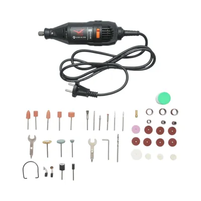 Mini polizor electric drept 130W, 220V, 5 trepte viteza 8000-30000rpm, mandrina 3.2mm 43 piese - imagine 2