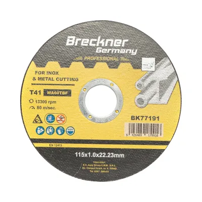 Disc taiere inox si metal T41 115x1.0x22.23mm pentru flex Breckner Germany