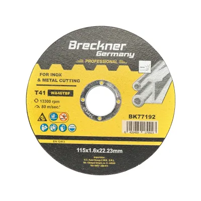Disc taiere inox si metal T41 115x1.6x22.23mm pentru flex Breckner Germany
