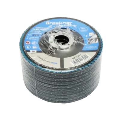 Disc lamelar abraziv cu zirconiu pentru taiat si polizat metal, inox P120, 125mm Breckner Germany - imagine 3