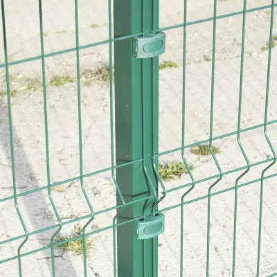 Stalp gard cu cleme de fixare pentru gard panou/plasa bordurata RAL6005 2430x50x50mm - imagine 2