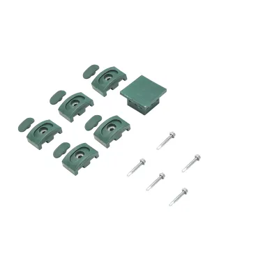 Stalp gard cu cleme de fixare pentru gard panou/plasa bordurata RAL6005 2430x50x50mm - imagine 3