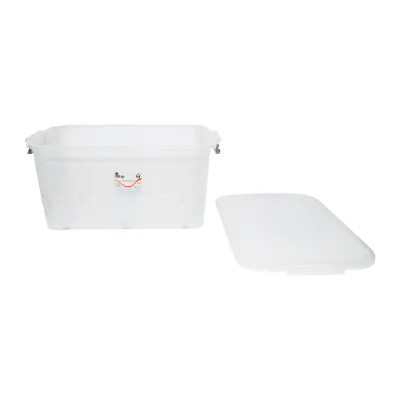 Cutie depozitare 80L cu capac si roti din plastic transparenta 478x750x370mm - imagine 5