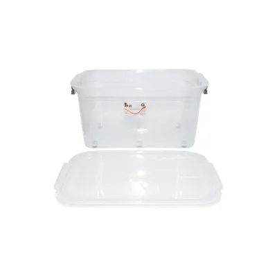Cutie depozitare 50L cu capac si roti din plastic transparenta 400x630x320mm - imagine 5