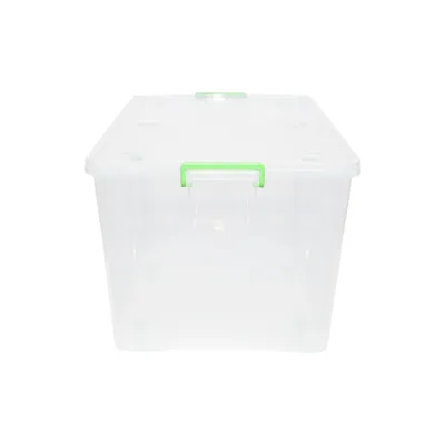 Cutie depozitare 120L cu capac si roti din plastic transparenta 800x515x420mm - imagine 2