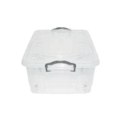 Cutie depozitare 30L cu capac si roti din plastic transparenta 630x400x200mm - imagine 2