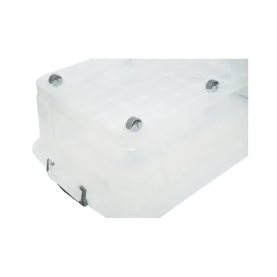 Cutie depozitare 30L cu capac si roti din plastic transparenta 630x400x200mm - imagine 6