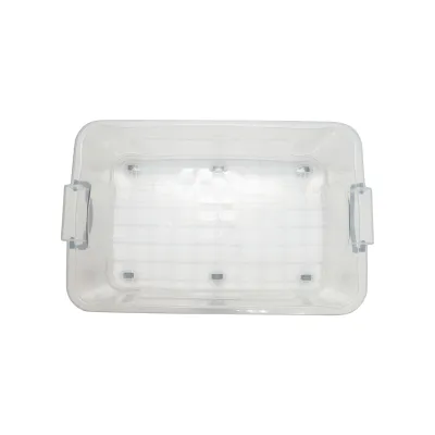 Cutie depozitare 30L cu capac si roti din plastic transparenta 630x400x200mm - imagine 5