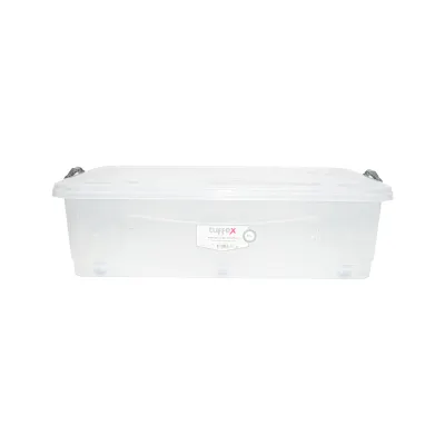 Cutie depozitare 40L cu capac si roti din plastic transparenta 725x470x200mm
