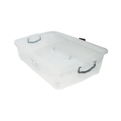 Cutie depozitare 40L cu capac si roti din plastic transparenta 725x470x200mm - imagine 4