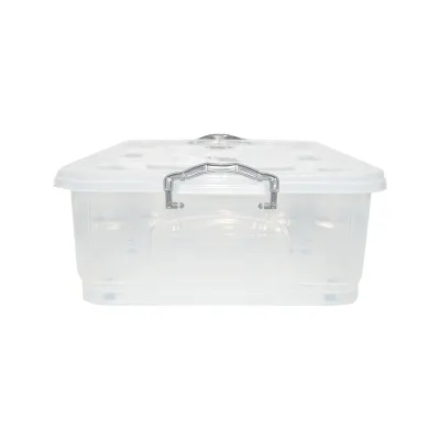 Cutie depozitare 40L cu capac si roti din plastic transparenta 725x470x200mm - imagine 2