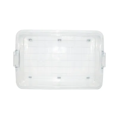 Cutie depozitare 40L cu capac si roti din plastic transparenta 725x470x200mm - imagine 5
