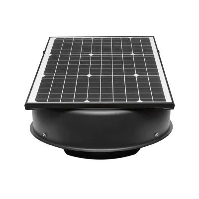 Ventilator evacuare acoperis axial industrial 300mm, 2100m3/h, motor brushless cu panou solar 35W Breckner Germany - imagine 2