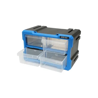 Cutie depozitare albastra din plastic modulara, 4 sertare 58x266x170mm Breckner Germany - imagine 4