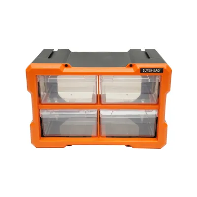 Cutie depozitare portocalie din plastic modulara, 4 sertare 158x266x170mm Breckner Germany
