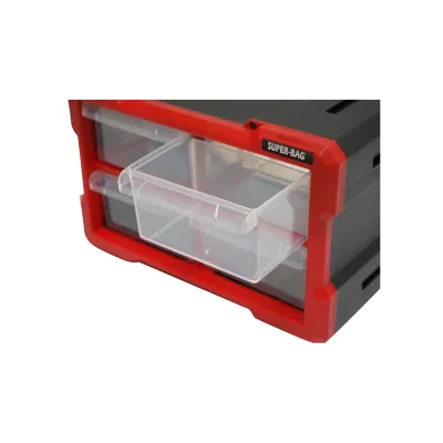 Cutie depozitare rosie din plastic modulara, 4 sertare 158x266x170mm Breckner Germany - imagine 5