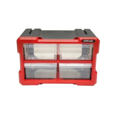 Cutie depozitare rosie din plastic modulara, 4 sertare 158x266x170mm Breckner Germany