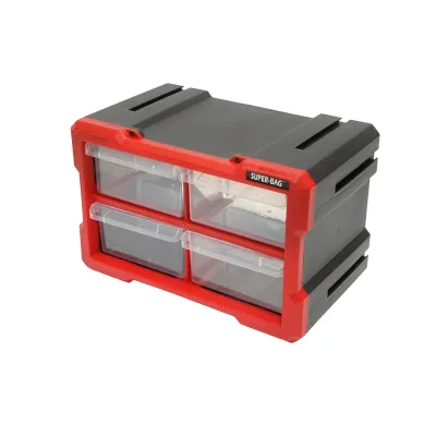 Cutie depozitare rosie din plastic modulara, 4 sertare 158x266x170mm Breckner Germany - imagine 2