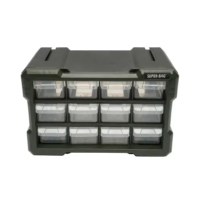 Cutie depozitare verde din plastic modulara, 12 sertare 158x266x170mm Breckner Germany