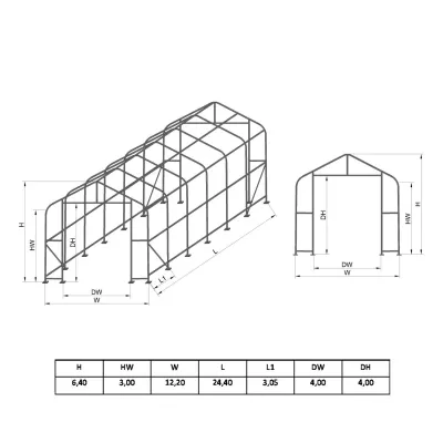 Hala industriala din PVC, latime 12.2m, lungime 24.4m, inaltime 6.4m cu structura de rezistenta metalica - imagine 2