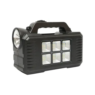 Kit iluminat portabil LED cu 2 becuri/proiector, panou solar si baterie 4000 mAh pentru pescuit camping GD-8077 - imagine 7