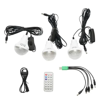 Kit iluminat portabil LED cu 3 becuri/proiector, panou solar radio FM, MP3 si baterie 4500 mAhH pentru pescuit camping GD-8028COB - imagine 7