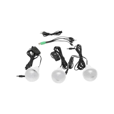 Kit iluminat portabil LED cu 3 becuri/proiector, panou solar si baterie 6V, 4.5Ah pentru pescuit camping GD-8017 - imagine 2