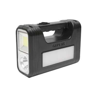 Kit iluminat portabil LED cu 3 becuri/proiector, panou solar si baterie 6V, 3Ah pentru pescuit camping GD-8017COB - imagine 2