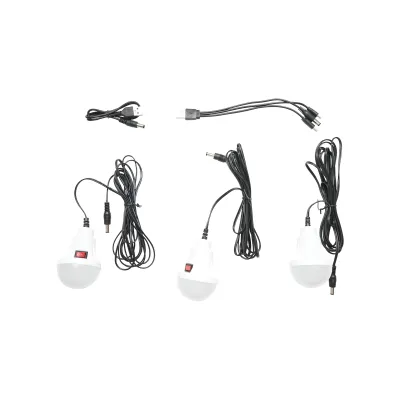 Kit iluminat portabil LED cu 3 becuri/proiector, panou solar si baterie 3.7V, 5500Ah pentru pescuit camping GD-P30 - imagine 7