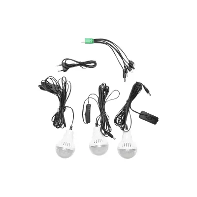 Kit iluminat portabil LED cu 3 becuri/proiector, panou solar si baterie 6V, 4.5Ah pentru pescuit camping GD-12 - imagine 7
