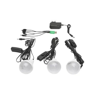 Kit iluminat portabil LED cu 3 becuri/proiector, panou solar si baterie 6V, 3Ah pentru pescuit camping GD-17 - imagine 6