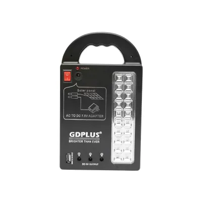 Kit iluminat portabil LED cu 3 becuri/proiector, panou solar si baterie 6V, 3Ah pentru pescuit camping GD-17 - imagine 3