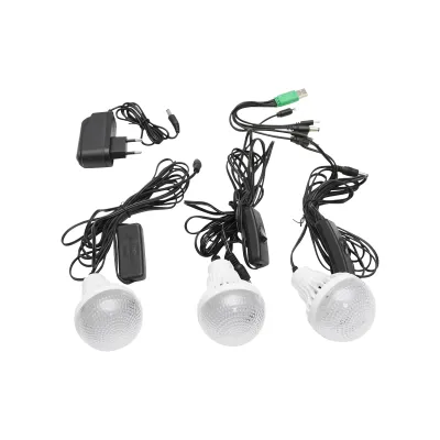 Kit iluminat portabil LED cu 3 becuri/proiector, radio FM panou solar si baterie 6V, 4.5Ah pentru pescuit camping GD-8071 - imagine 6