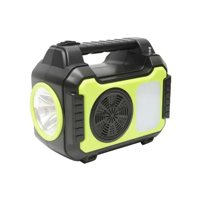 Kit iluminat portabil LED cu 4 becuri/proiector, radio FM panou solar si baterie 3.7V, 10000 mAH pentru pescuit camping GD-8072 - imagine 3