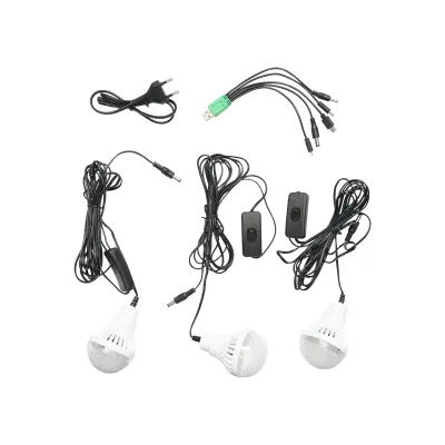 Kit iluminat portabil LED cu 3 becuri/proiector, radio FM panou solar si baterie 6V, 4.5 Ah pentru pescuit camping GD-15 - imagine 5