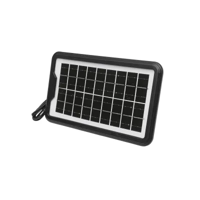 Kit iluminat portabil LED cu 3 becuri/proiector, radio FM, telecomanda panou solar si baterie 6V, 3 Ah pentru pescuit camping GD-8216 - imagine 8