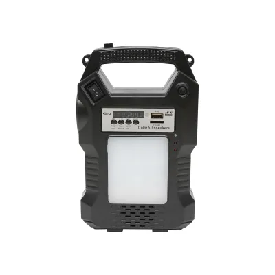 Kit iluminat portabil LED cu 3 becuri/proiector, radio FM, telecomanda panou solar si baterie 6V, 3 Ah pentru pescuit camping GD-8060 - imagine 4