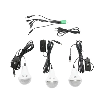 Kit iluminat portabil LED cu 3 becuri/proiector, panou solar si baterie 6V, 4.5 Ah pentru pescuit camping GD-7COB - imagine 5