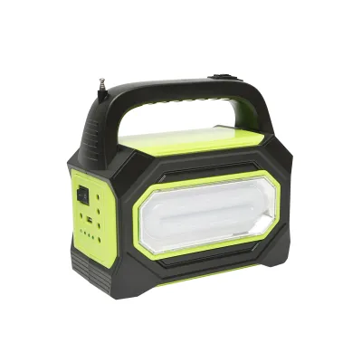 Kit iluminat portabil LED cu 3 becuri/proiector, radio FM, MP3, panou solar si baterie 6V, 4.5 Ah pentru pescuit camping GD-8073 - imagine 4